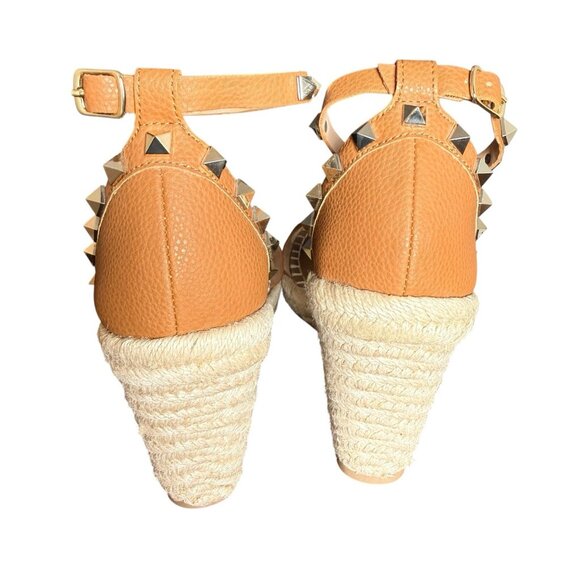 Rare New STEVEN NEW YORK Presto Studded Espadrille Wedges Cognac Size 8.5 - Picture 4 of 7
